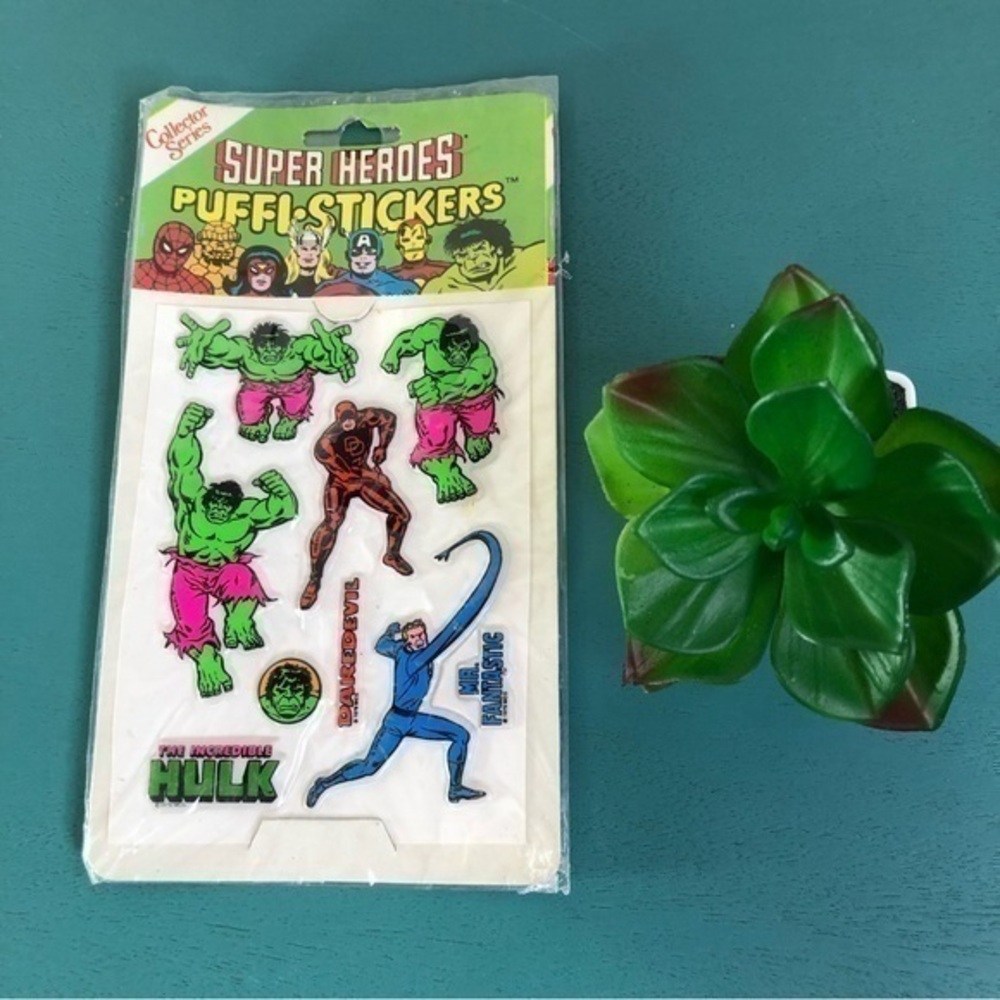 Super Heroes Puffi-Stickers The Incredible Hulk Daredevil Mr. Fantastic Vintage